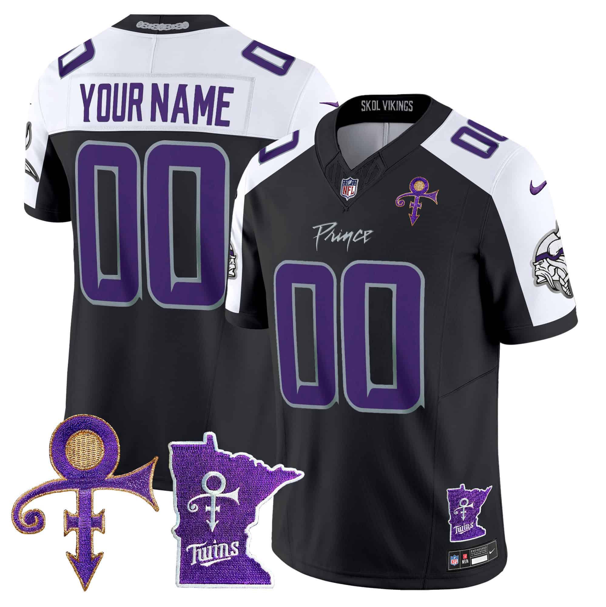 Men Minnesota Vikings Black 2024 Nike Prince Vapor Limited Custom NFL Jersey